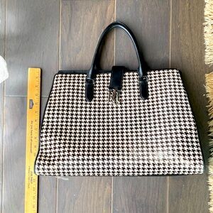 Ralph Lauren Houndstooth satchel crossbody calf hair leather large vintage